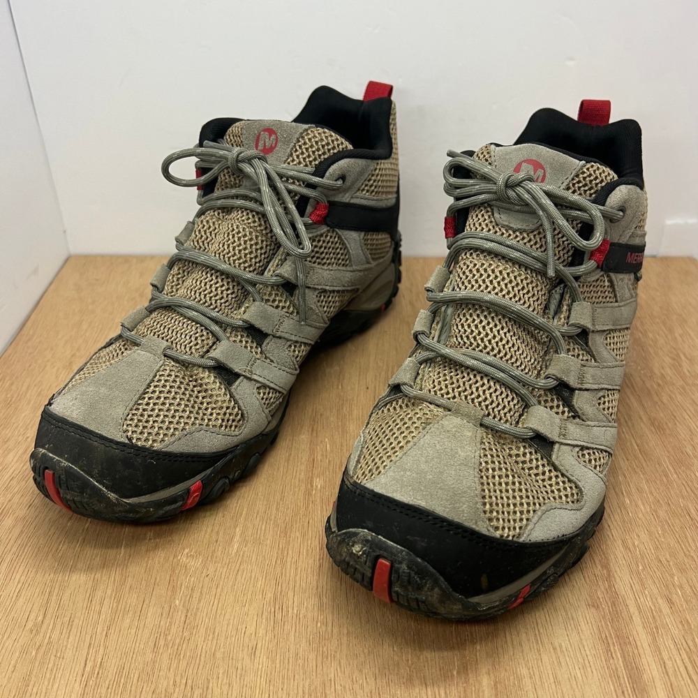 Merrell Alverstone Mid Waterproof Hiking Boots Men 10 Tan Black J033027 Trail